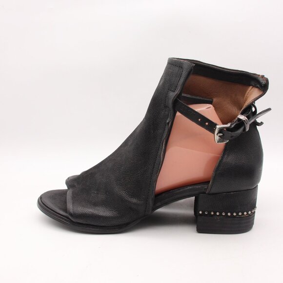 A.S.98 Black Ankle Boots with Buckle Detail - Picture 4 of 10